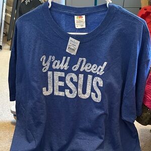 Fruit of the Loom Royal Blue  Tee with 'Y'all Need Jesus' Print